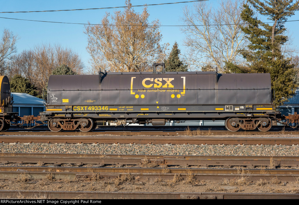 CSXT 493346, Steel Coil Car westbound on UPRR